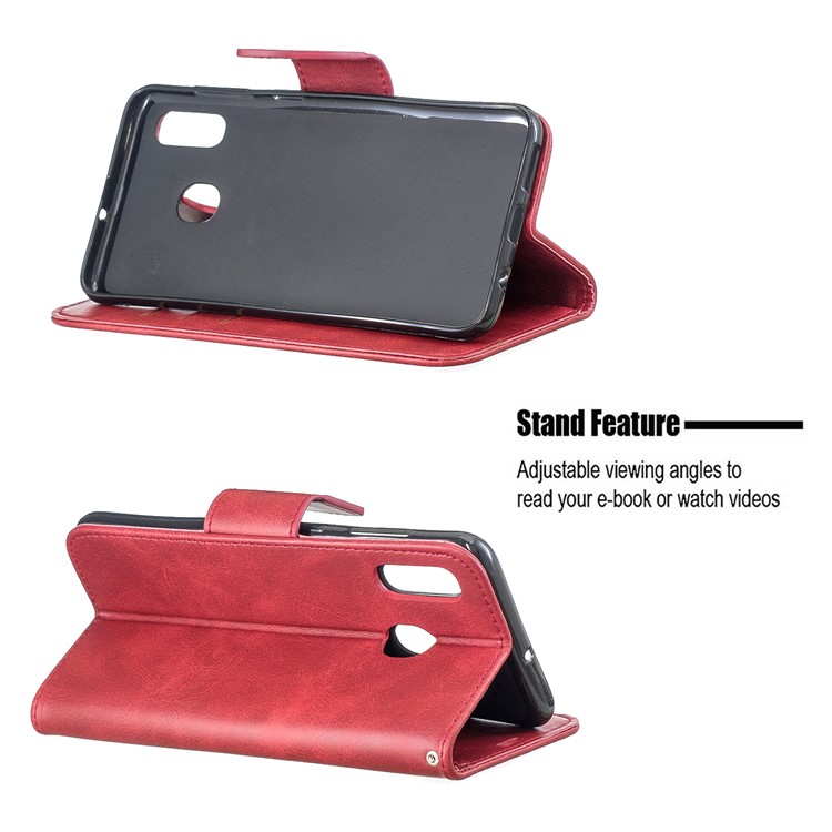 Etui Portefeuille En Cuir PU Pour Samsung Galaxy A20 / A30 - Vin Rouge-5