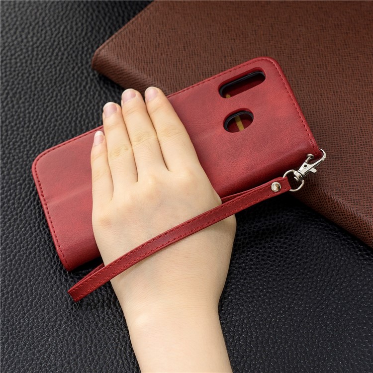 Etui Portefeuille En Cuir PU Pour Samsung Galaxy A20 / A30 - Vin Rouge-9