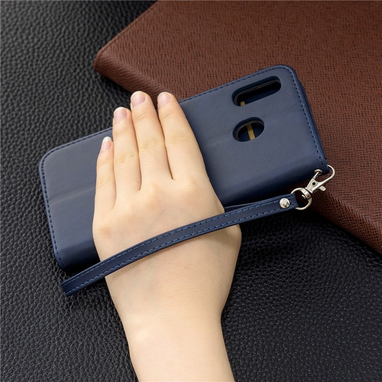 PU Leather Phone Wallet Stand Cover Case for Samsung Galaxy A20 / A30 - Blue-9