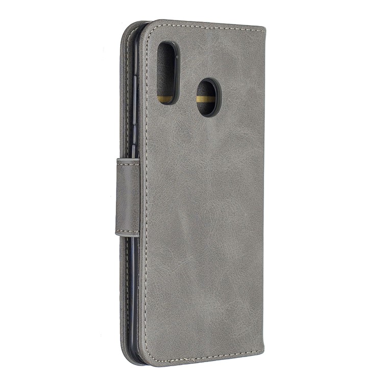PU Leather Phone Wallet Stand Cover Case for Samsung Galaxy A20 / A30 - Grey-3