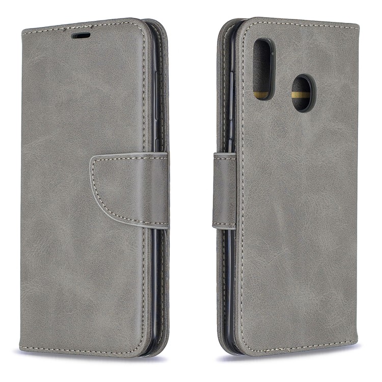PU Leather Phone Wallet Stand Cover Case for Samsung Galaxy A20 / A30 - Grey-4
