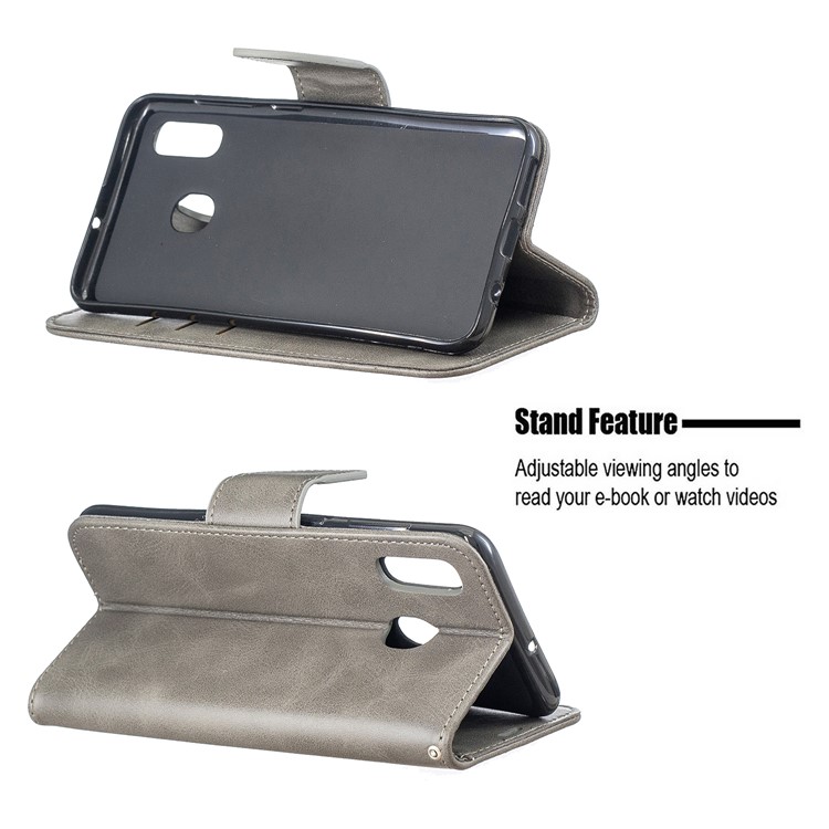 PU Leather Phone Wallet Stand Cover Case for Samsung Galaxy A20 / A30 - Grey-5