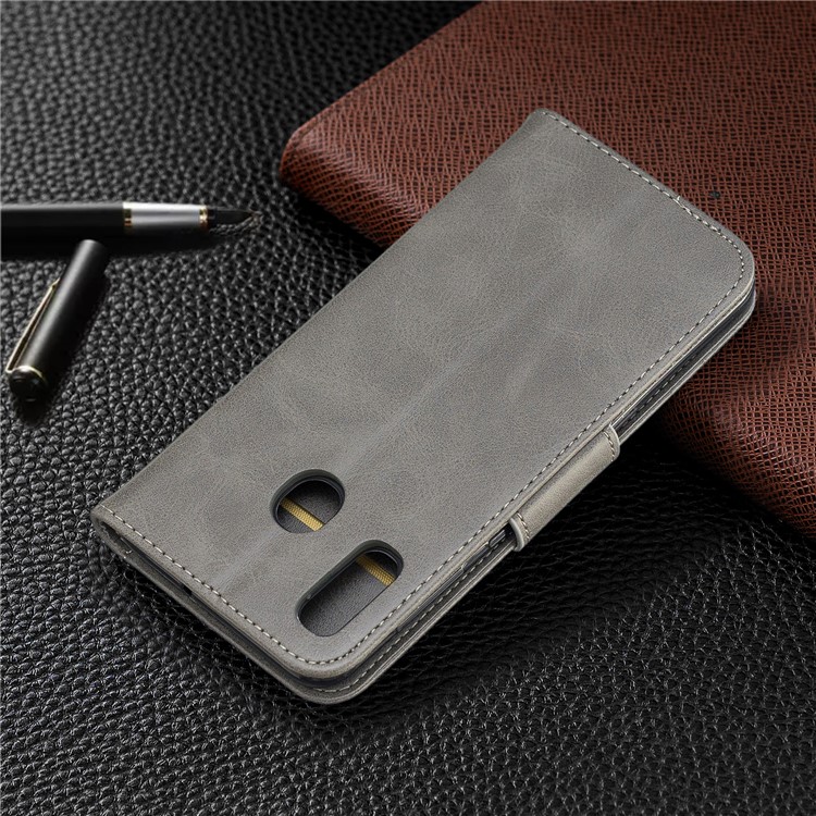 PU Leather Phone Wallet Stand Cover Case for Samsung Galaxy A20 / A30 - Grey-8
