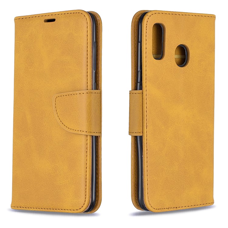 PU Leather Phone Wallet Stand Cover Case for Samsung Galaxy A20 / A30 - Light Brown-4