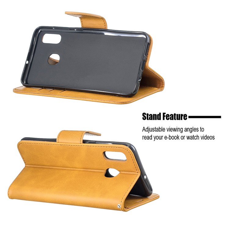 PU Leather Phone Wallet Stand Cover Case for Samsung Galaxy A20 / A30 - Light Brown-5