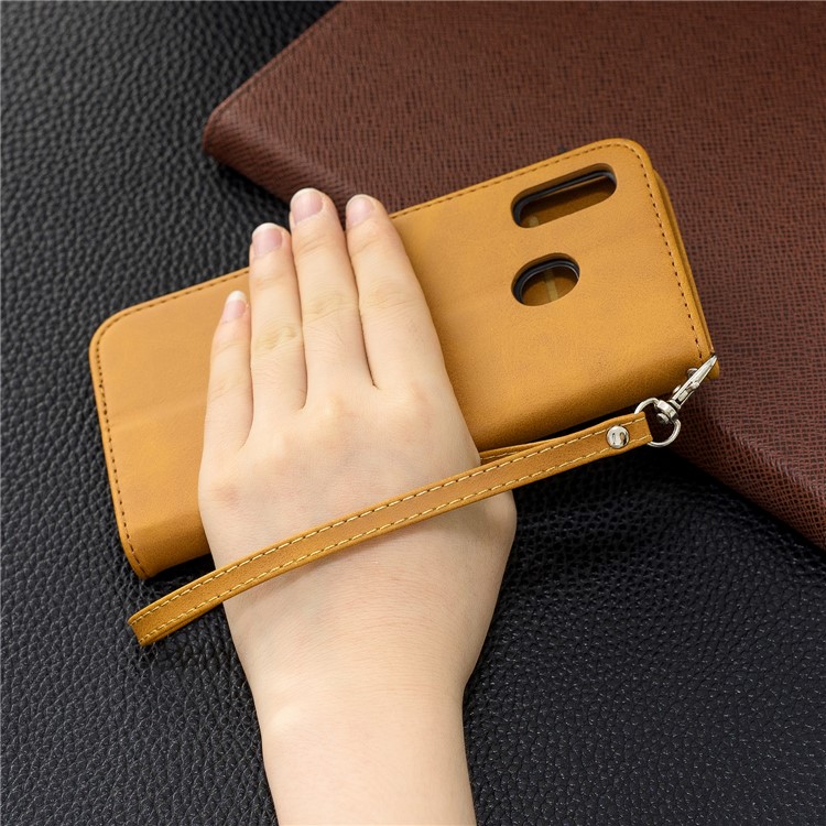 PU Leather Phone Wallet Stand Cover Case for Samsung Galaxy A20 / A30 - Light Brown-9