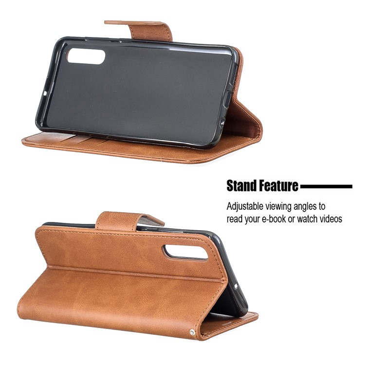 PU Leather Phone Wallet Stand Phone Case for Samsung Galaxy A50 - Brown-5