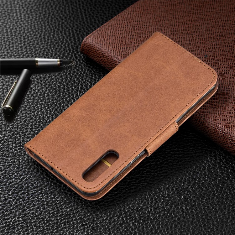 PU Leather Phone Wallet Stand Phone Case for Samsung Galaxy A50 - Brown-8