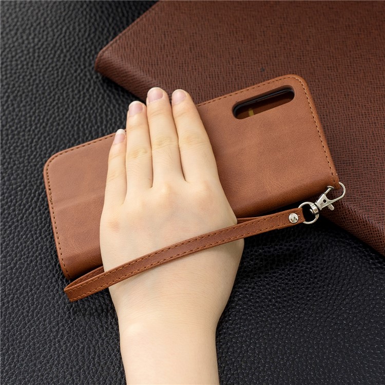PU Leather Phone Wallet Stand Phone Case for Samsung Galaxy A50 - Brown-9
