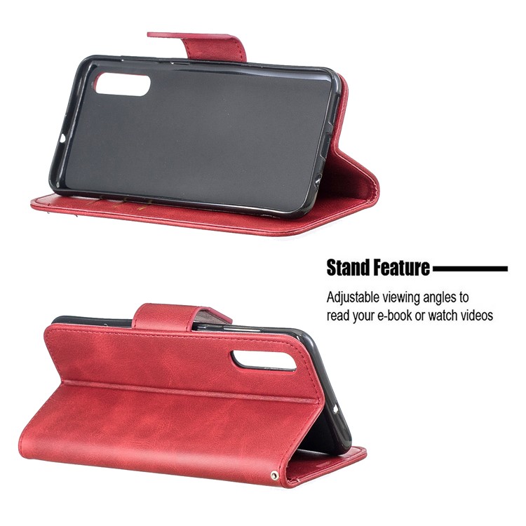 PU Leather Phone Wallet Stand Phone Case for Samsung Galaxy A50 - Red-5
