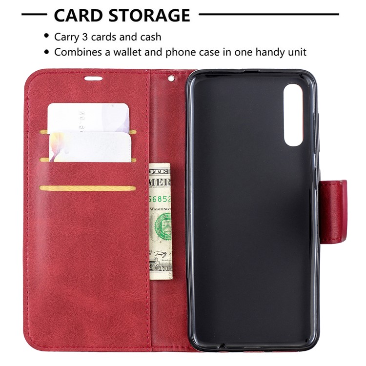 PU Leather Phone Wallet Stand Phone Case for Samsung Galaxy A50 - Red-6
