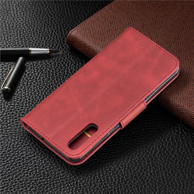 PU Leather Phone Wallet Stand Phone Case for Samsung Galaxy A50 - Red-8