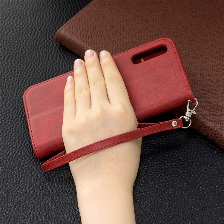 PU Leather Phone Wallet Stand Phone Case for Samsung Galaxy A50 - Red-9