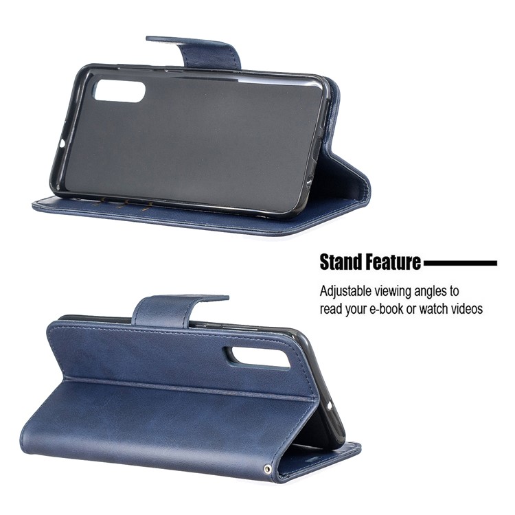 PU Leather Phone Wallet Stand Phone Case for Samsung Galaxy A50 - Blue-5