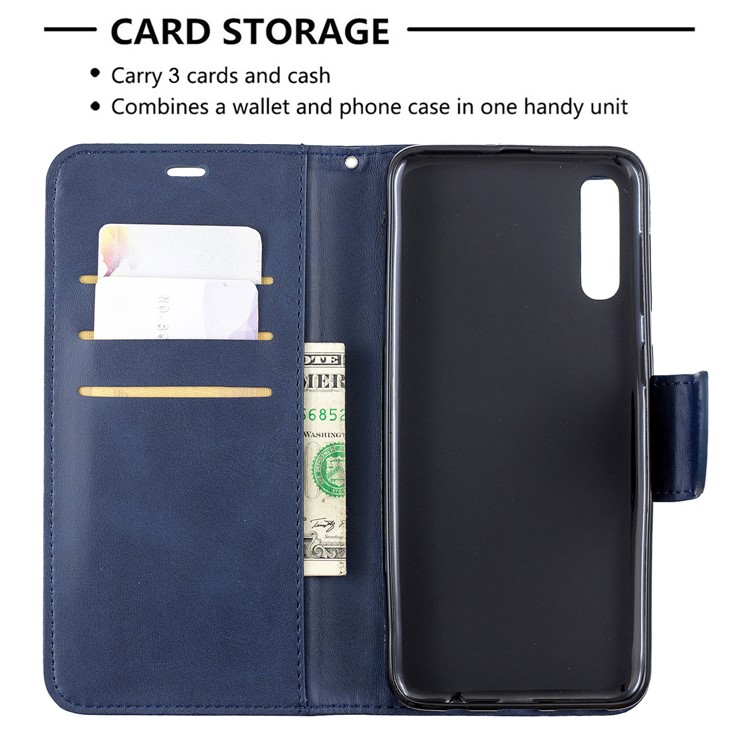PU Leather Phone Wallet Stand Phone Case for Samsung Galaxy A50 - Blue-6