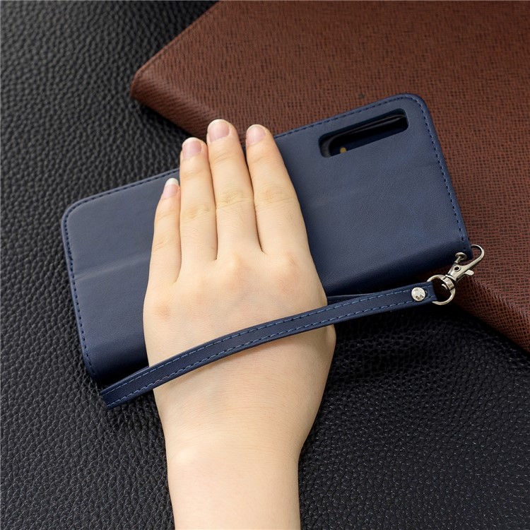 PU Leather Phone Wallet Stand Phone Case for Samsung Galaxy A50 - Blue-9