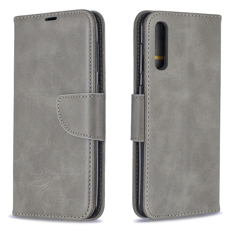 PU Leather Phone Wallet Stand Phone Case for Samsung Galaxy A50 - Light Grey-4