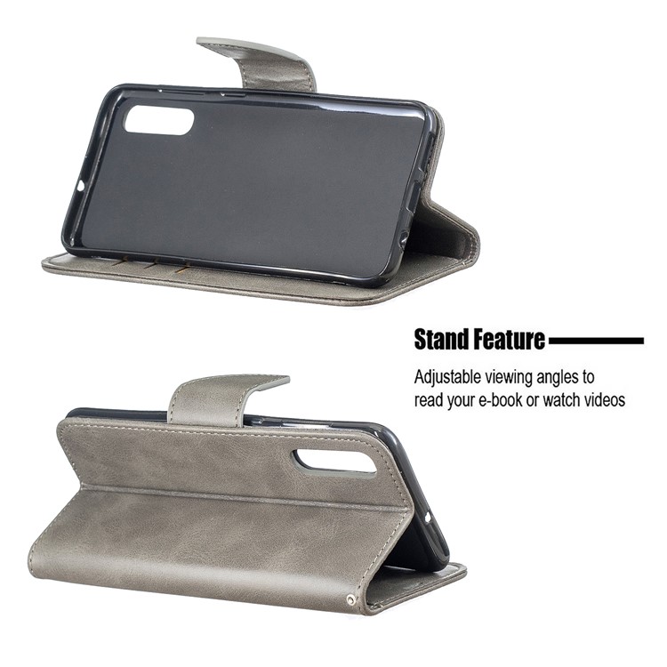 PU Leather Phone Wallet Stand Phone Case for Samsung Galaxy A50 - Light Grey-5