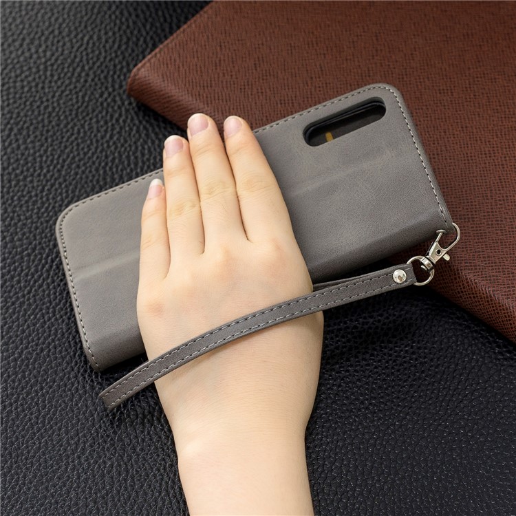 PU Leather Phone Wallet Stand Phone Case for Samsung Galaxy A50 - Light Grey-9