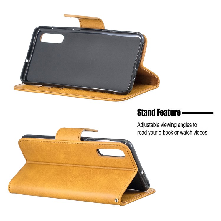 PU Leather Phone Wallet Stand Phone Case for Samsung Galaxy A50/A50s/A30s - Light Brown-5