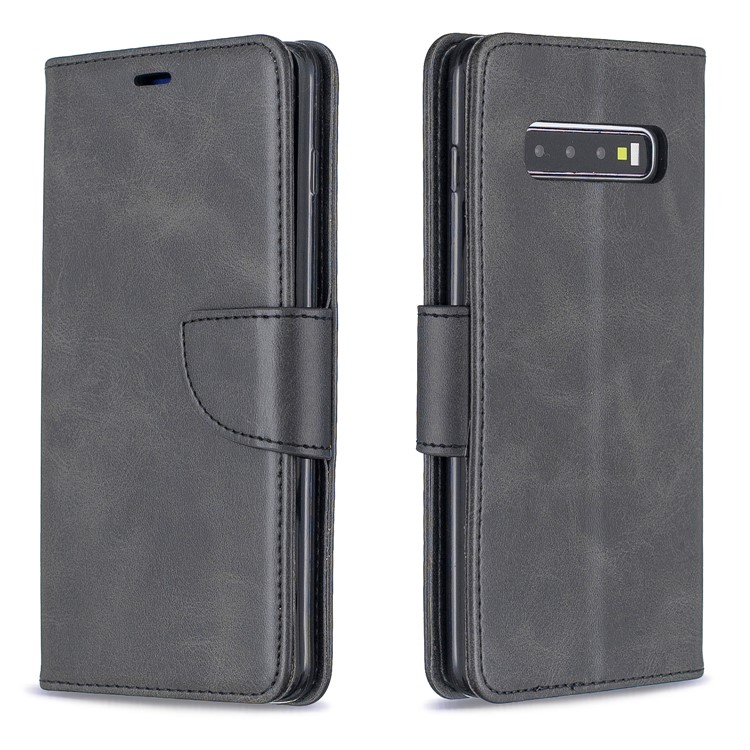 PU Leather Wallet Stand Phone Cover Case for Samsung Galaxy S10 Plus - Dark Grey-4