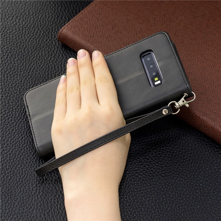 PU Leather Wallet Stand Phone Cover Case for Samsung Galaxy S10 Plus - Dark Grey-9