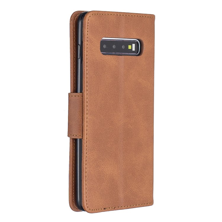 PU Leather Wallet Stand Phone Cover Case for Samsung Galaxy S10 Plus - Brown-3