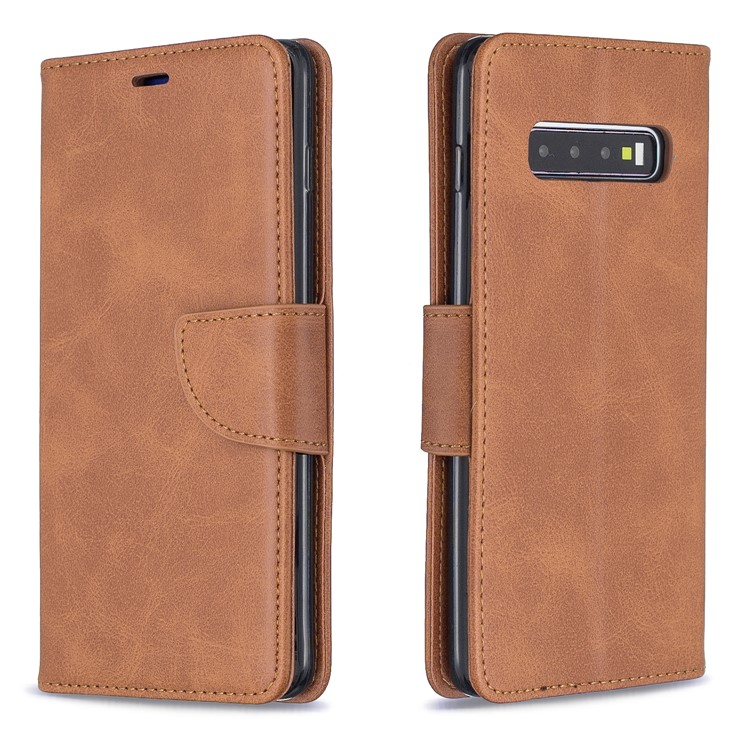 PU Leather Wallet Stand Phone Cover Case for Samsung Galaxy S10 Plus - Brown-4
