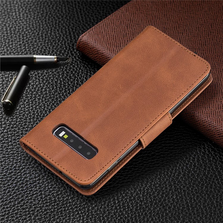 PU Leather Wallet Stand Phone Cover Case for Samsung Galaxy S10 Plus - Brown-8