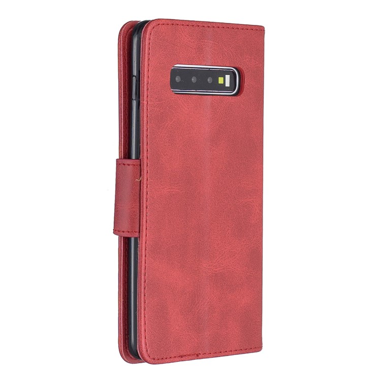 Etui Portefeuille En Cuir PU Pour Samsung Galaxy S10 Plus - Rouge-3
