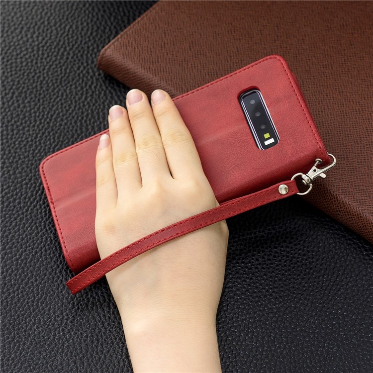 Etui Portefeuille En Cuir PU Pour Samsung Galaxy S10 Plus - Rouge-9