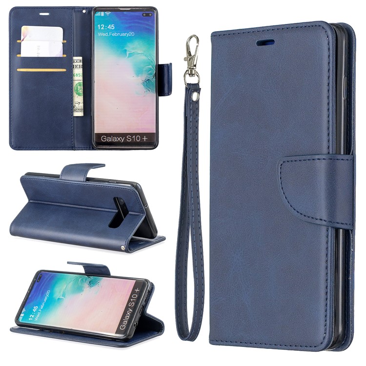 PU Кожаный Кошелек Подставка Для Телефона Чехол Для Samsung Galaxy S10 Плюс - Синий-1