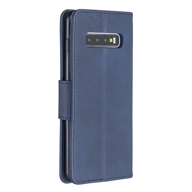 PU Кожаный Кошелек Подставка Для Телефона Чехол Для Samsung Galaxy S10 Плюс - Синий-3