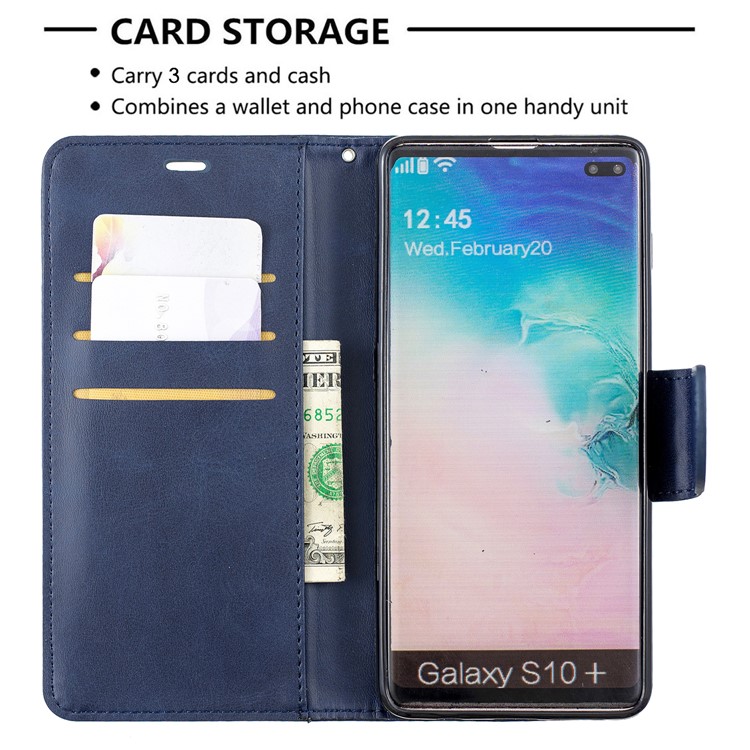 PU Кожаный Кошелек Подставка Для Телефона Чехол Для Samsung Galaxy S10 Плюс - Синий-6