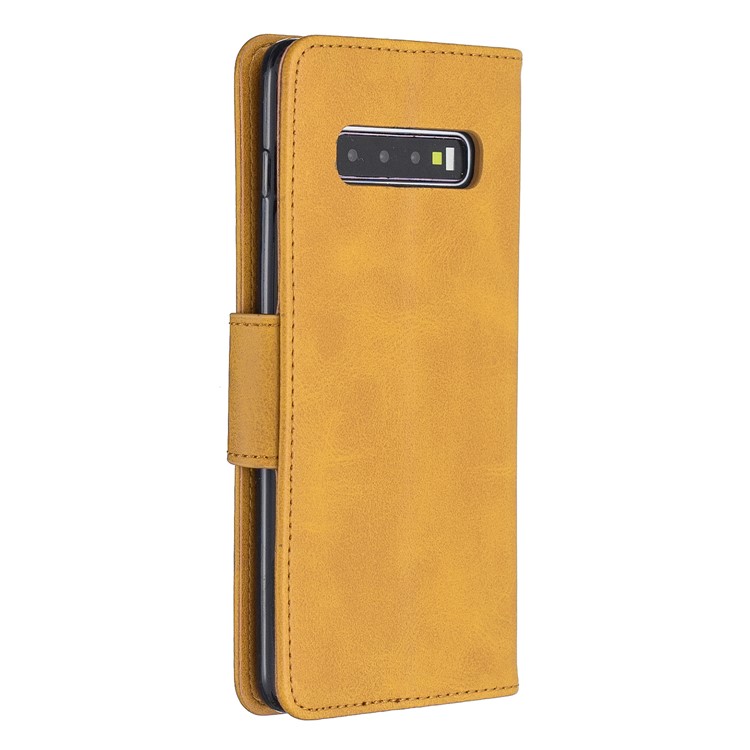 PU Leather Wallet Stand Phone Cover Case for Samsung Galaxy S10 Plus - Light Brown-3