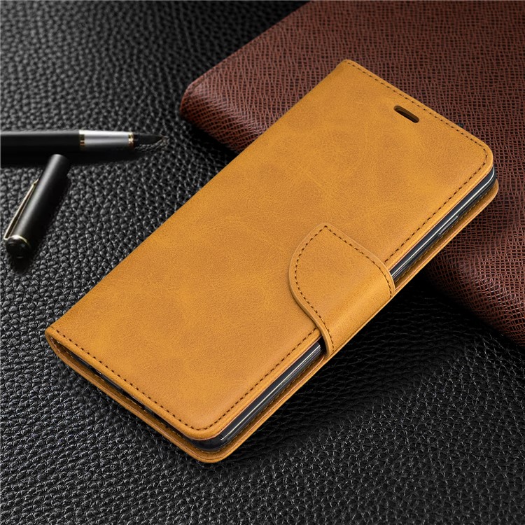 PU Leather Wallet Stand Phone Cover Case for Samsung Galaxy S10 Plus - Light Brown-7