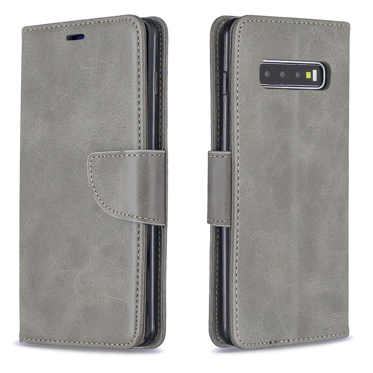 PU Leather Wallet Stand Phone Cover Case for Samsung Galaxy S10 Plus - Light Grey-4