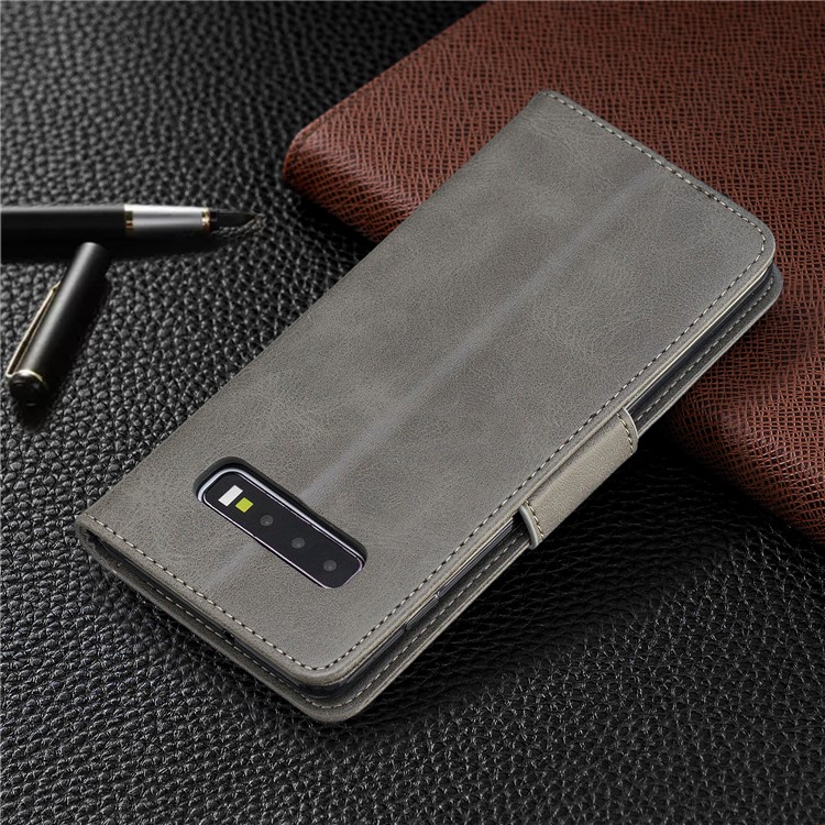PU Leather Wallet Stand Phone Cover Case for Samsung Galaxy S10 Plus - Light Grey-8