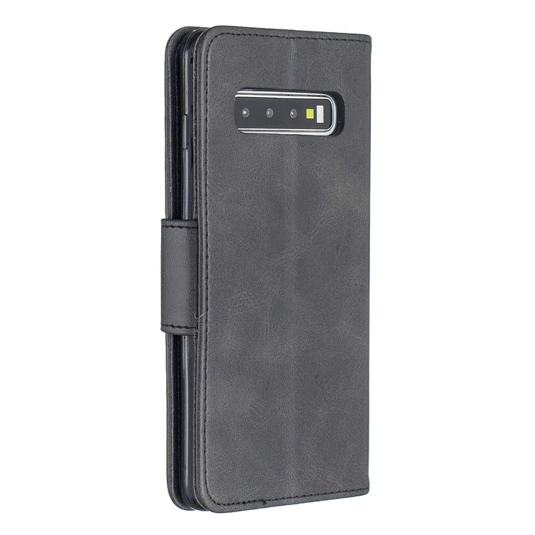 PU Leather Wallet Cover Phone Case for Samsung Galaxy S10 - Dark Grey-3