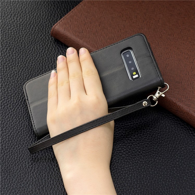 PU Leather Wallet Cover Phone Case for Samsung Galaxy S10 - Dark Grey-9