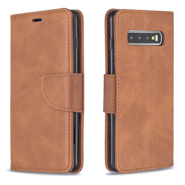PU Leather Wallet Cover Phone Case for Samsung Galaxy S10 - Brown-4