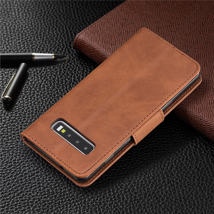 PU Leather Wallet Cover Phone Case for Samsung Galaxy S10 - Brown-8