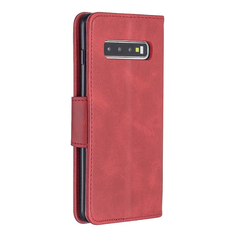 PU Leather Wallet Cover Phone Case for Samsung Galaxy S10 - Red-3