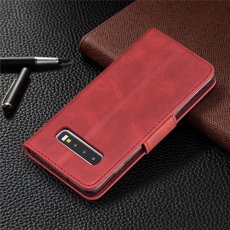 PU Leather Wallet Cover Phone Case for Samsung Galaxy S10 - Red-8