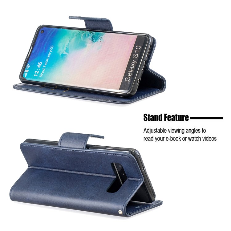 PU Leather Wallet Cover Phone Case for Samsung Galaxy S10 - Blue-5