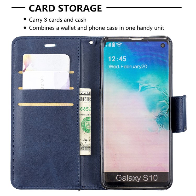 PU Leather Wallet Cover Phone Case for Samsung Galaxy S10 - Blue-6