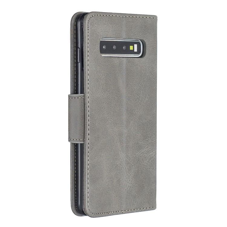 PU Leather Wallet Cover Phone Case for Samsung Galaxy S10 - Light Grey-3