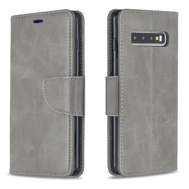 PU Leather Wallet Cover Phone Case for Samsung Galaxy S10 - Light Grey-4