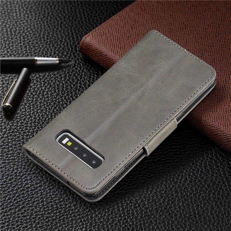 PU Leather Wallet Cover Phone Case for Samsung Galaxy S10 - Light Grey-8