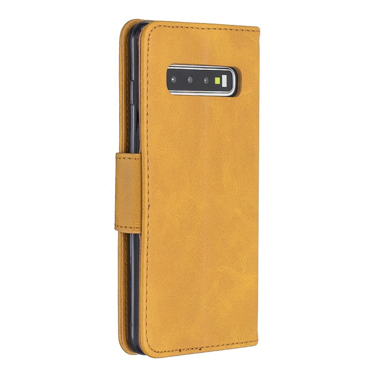 PU Leather Wallet Cover Phone Case for Samsung Galaxy S10 - Light Brown-3